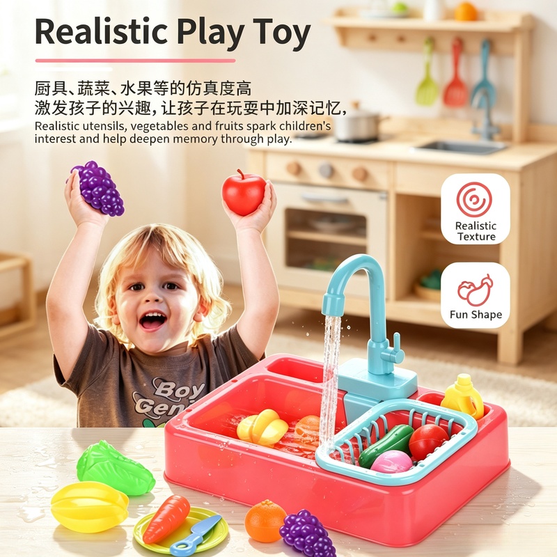 주방 장난감 플라스틱 식기 세척 싱크대 세트, 어린이  - Kids Outdoor Kitchen Accessories 리뷰 및 가격