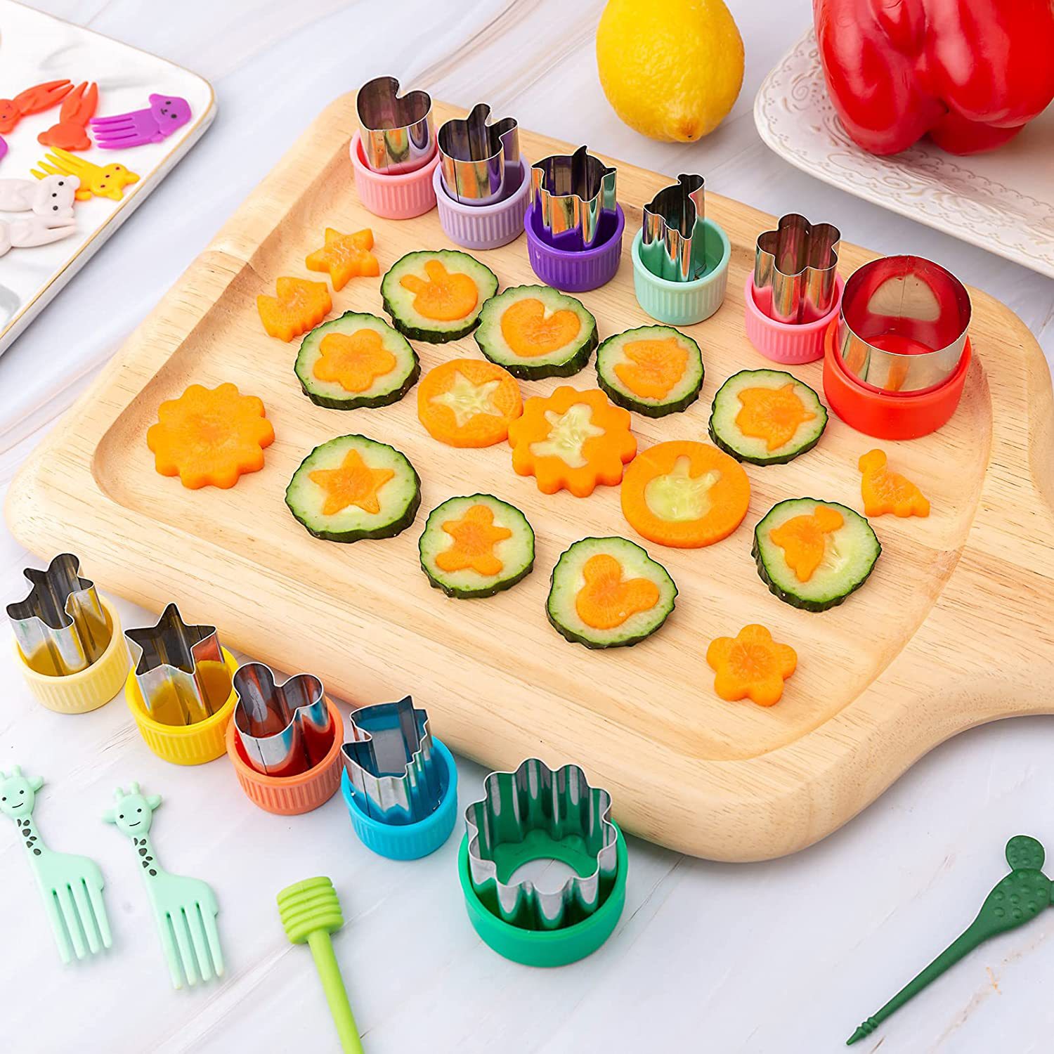 어린이를위한 스테인레스 스틸 야채 커터 모양 세트 어린 - Kids Outdoor Kitchen Accessories 리뷰 및 가격